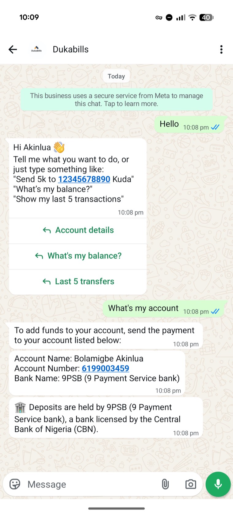 Share your account details in seconds.